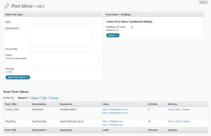 Post Ideas+ admin menu