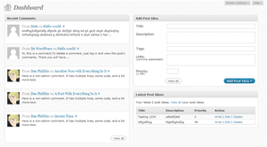 Post Idea+ widgets on the dashboard. Post Ideas+ dashboard widgets