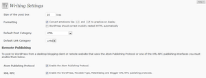 XML-RPC settings are under 'Writing' in the WordPress settings Look under 'writing' for the XML-RPC settings