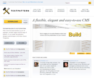 A flexible, elegant and easy-to-use CMS. We shall see! Text pattern homepage