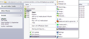 Edit the properties on the 'plugins' directory. tortoise properties menu