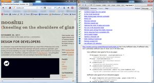 Page Speed results for this site. Note the 'Use efficient CSS selectors' drop down. Google Page Speed results for Nooshu.com.