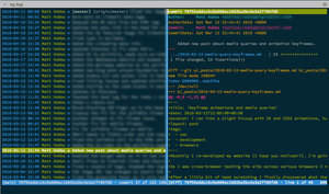 Tig in action, with detailed information about the commit on the right-hand side. TIG in action