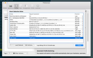 Example of the smart selection rule in iTerm2.