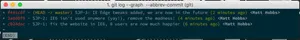 Sample git log including Atlassian ticket references.