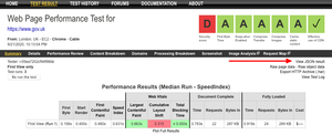 The link to the JSON from the test runs is easily accessible at the top right of the WebPageTest summary page.