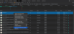Image shows saving of a HAR file from the network tab in Chrome