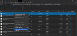 Image shows saving of a HAR file from the network tab in Chrome