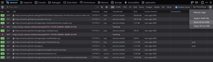 Image shows saving of a HAR file from the network tab in Firefox