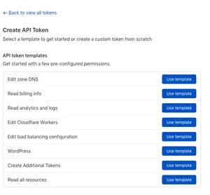 We get the option to create a token from a template.
