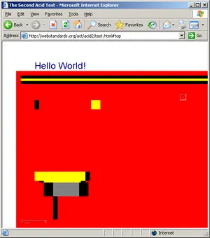 A version of the face rendered in IE6, it's basically a big red box with no discernible facial features at all!