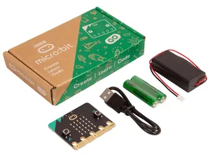 The BBC micro:bit kit I purchased for my son contains: BBC micro:bit V2 board, Micro USB cable, Battery pack (holder), and 2× AAA batteries
