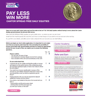 Cantor Index landing page version 1.