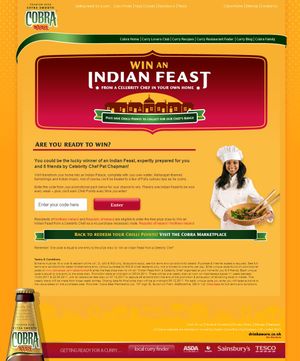 Cobra Celebrity Facebook landing page.