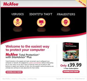 McAfee VirusScan landing page 1.
