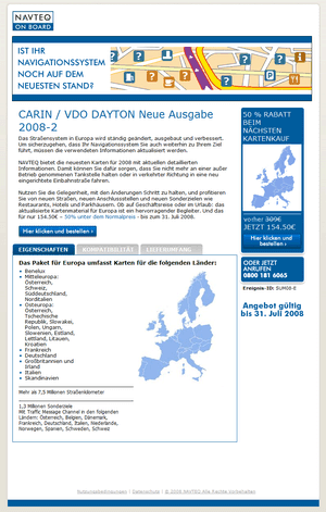 NAVTEQ landing page German image.