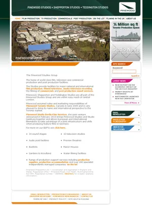 Pinewood Studios homepage.