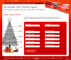 Salvation Army Christmas Appeal landing page 2.