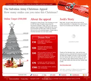 Salvation Army Christmas Appeal landing page 1.