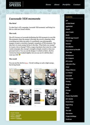 Spacebar Speeds portfolio post page.